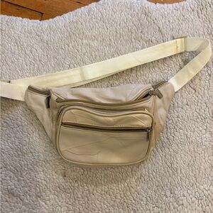 Cream Leather Fanny Pack